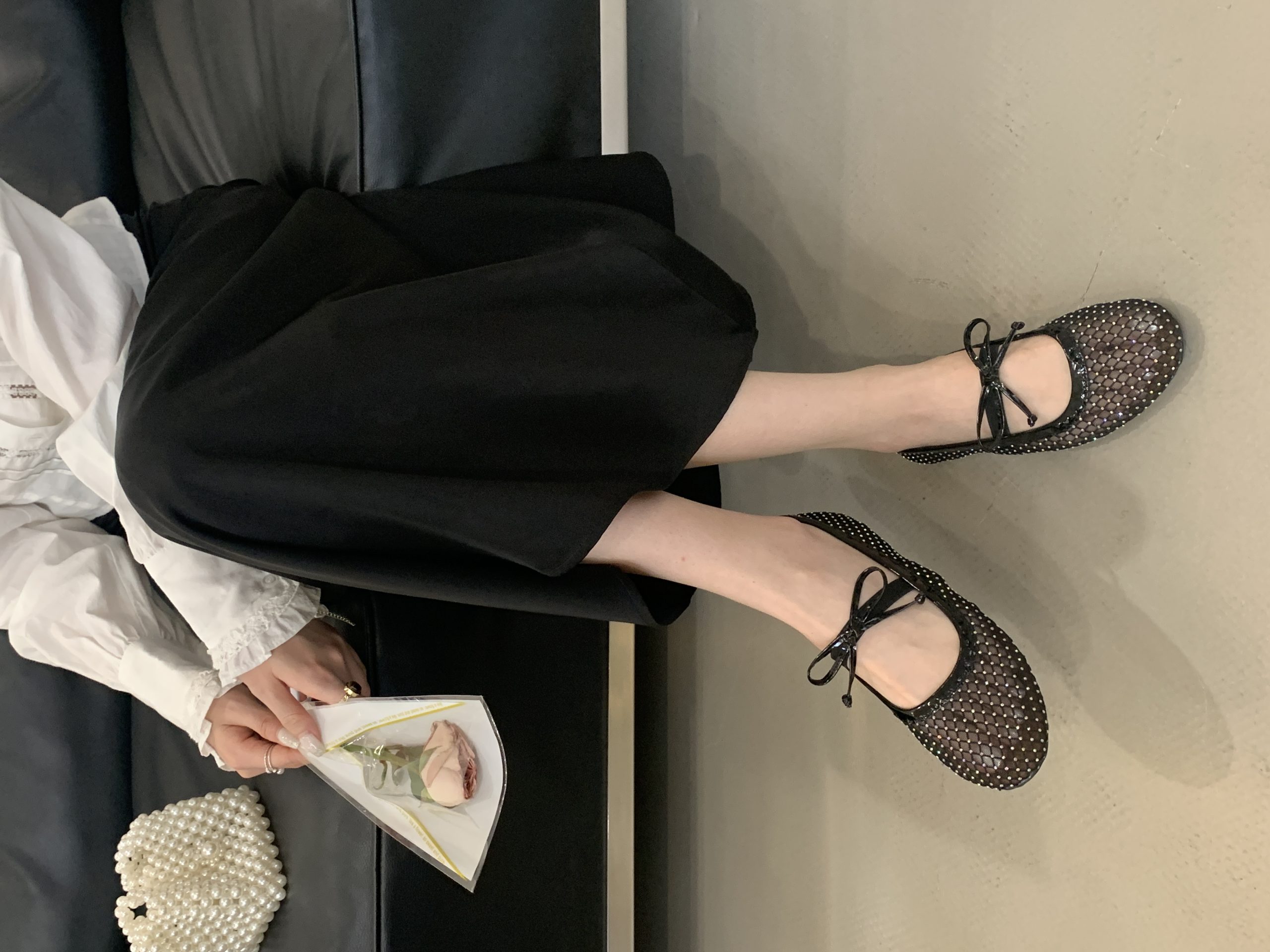 SHIZHUONI Women's Flat Breathable Mary Jane Shoes 2025 New Style Large Size Hollow Out One-Strap French Casual Shoes