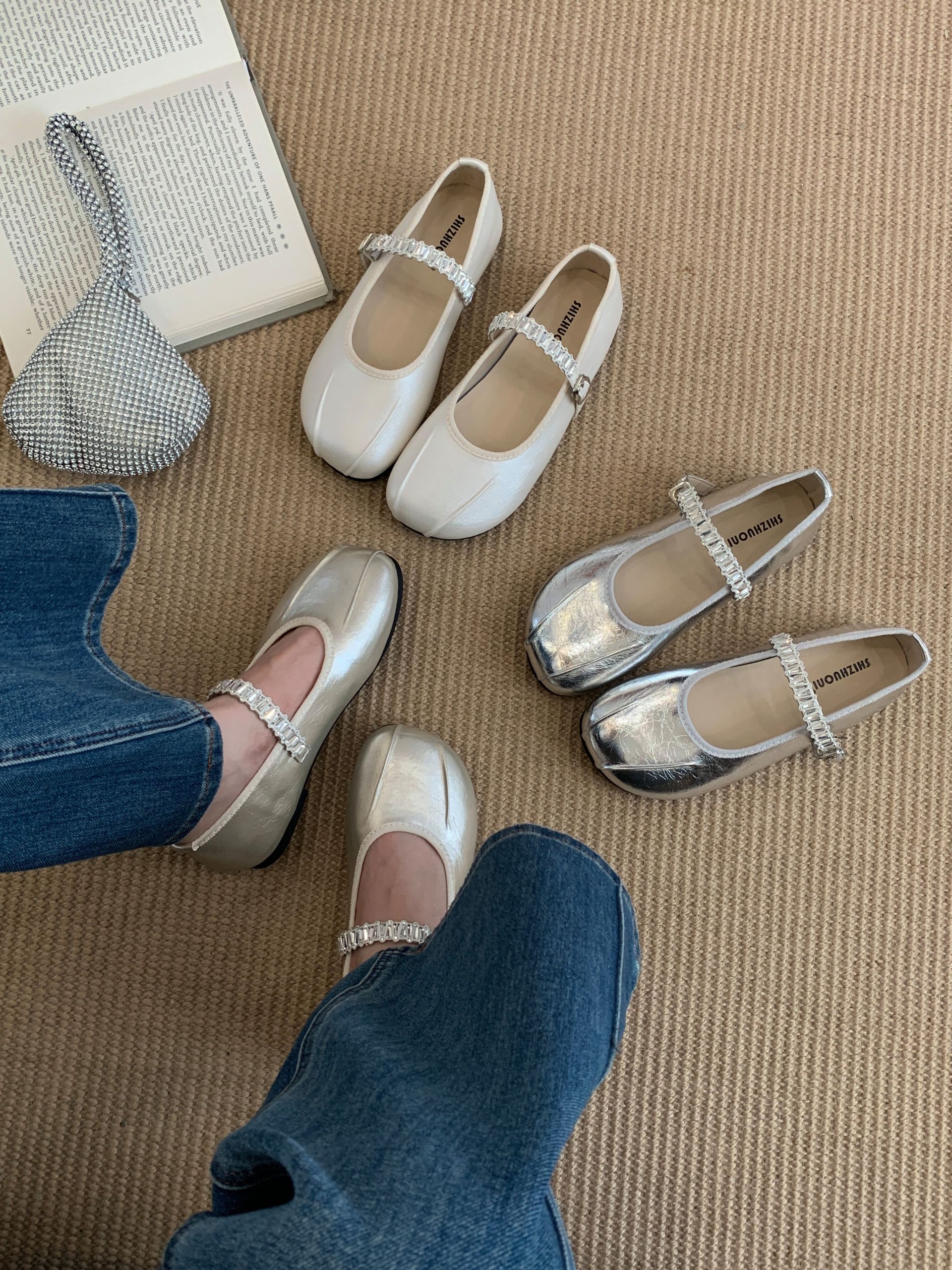 Beautiful Ballet Style Mary Jane Flat Shoes for Women 2025 Summer New Low Heel Hidden Wedge French Style Leather Shoes