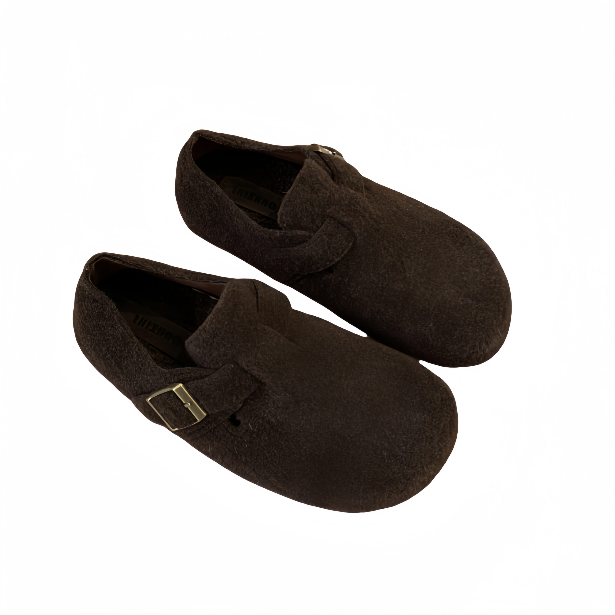 2025 Autumn New French Retro Round Toe Felt Lined Women's Loafers Warm Cotton Slippers
