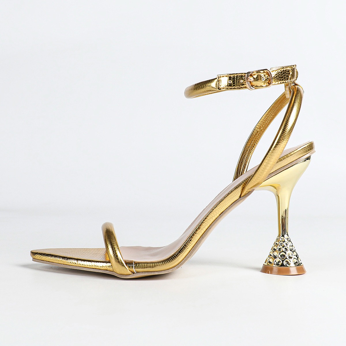 Women's Summer Pointed Toe High Heel Sandals with Ankle Strap - Sexy Open Toe Strappy Heels