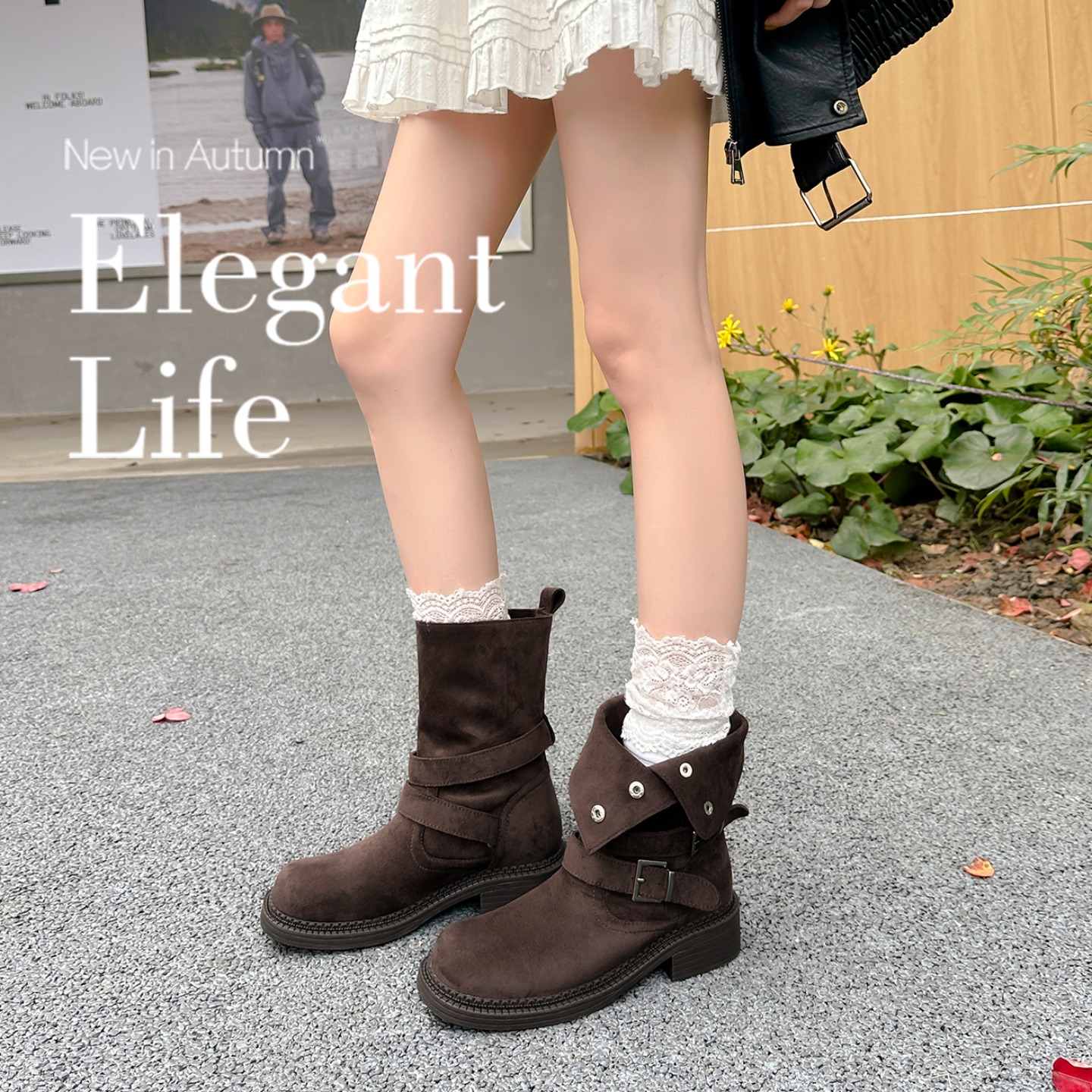 Crape Myrtle Women's Chunky Heel Ankle Boots with Buckle Strap, 5.5cm Lift, Suede Look, Fall 2025